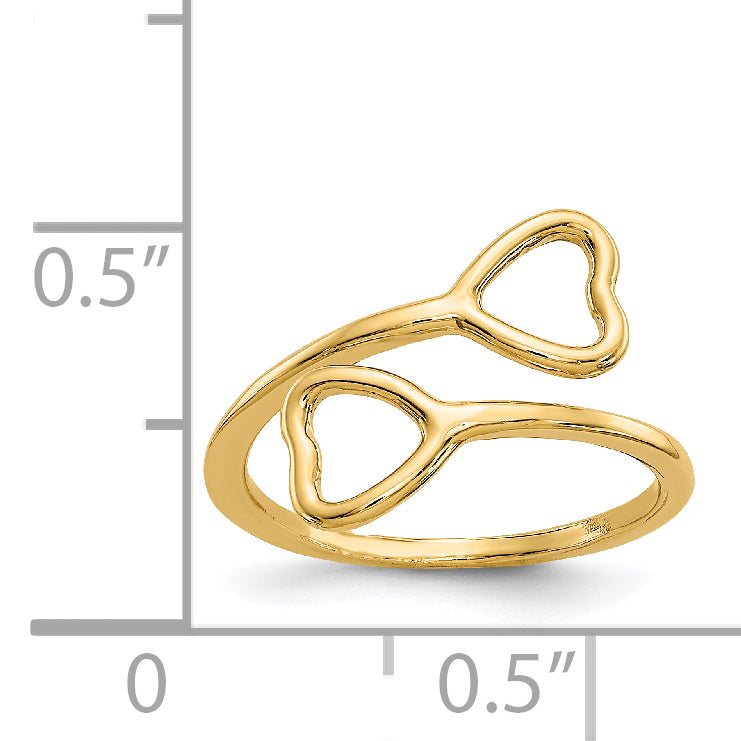 14k Double Heart Toe Ring K2032