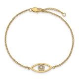 14k Complete VS Diamond Evil Eye 2-Strand 7 inch Bracelet with 1 inch Extender XB320VS