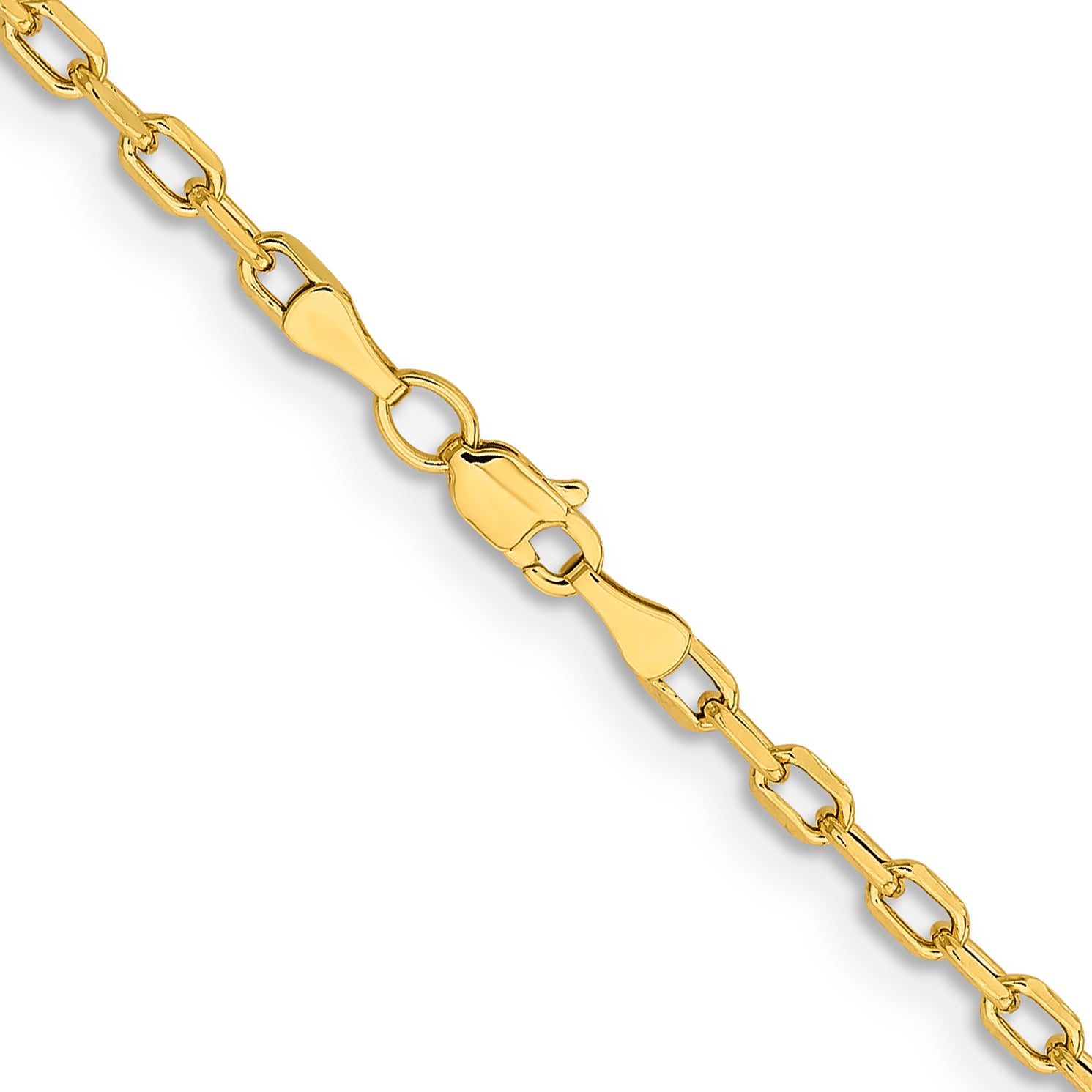 14K Yellow Gold 26 inch 3mm Semi-Solid Diamond-cut Open Link Cable with Lobster Clasp Chain BC189