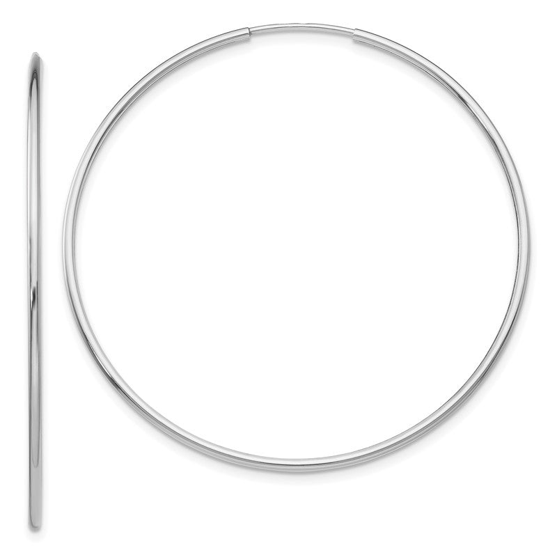 14k White Gold 1.2x46mm Polished Endless Tube Hoop Earrings TF793