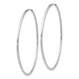 14k White Gold 1.2x46mm Polished Endless Tube Hoop Earrings TF793