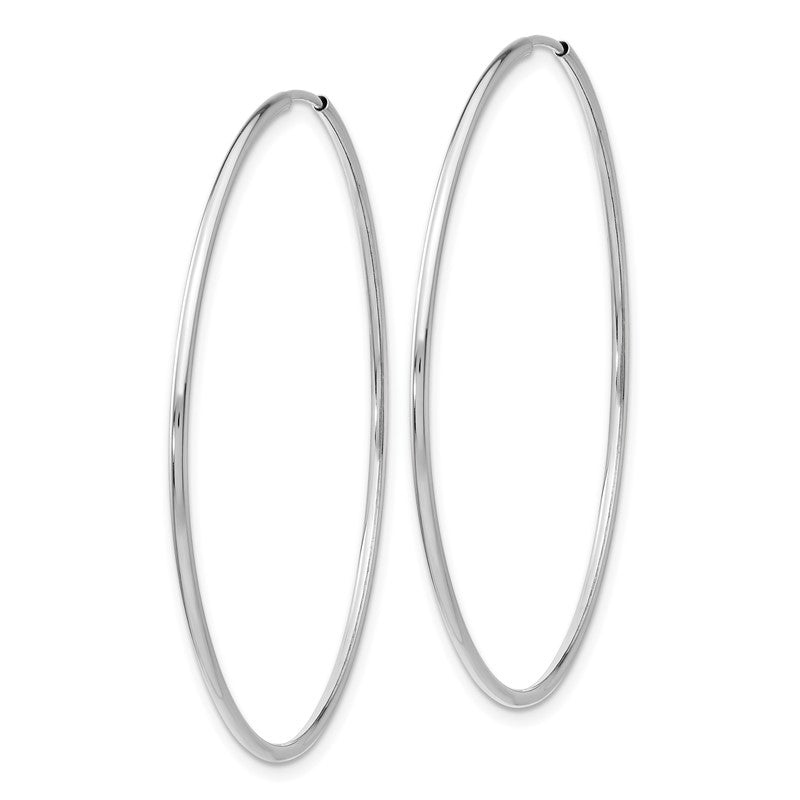 14k White Gold 1.2x46mm Polished Endless Tube Hoop Earrings TF793