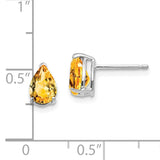 14k White Gold 7x5mm Pear Citrine Post Earrings XE80WCI