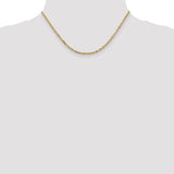 14K 26 inch 3mm Diamond-cut Round Open Link Cable with Lobster Clasp Chain PEN206