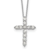 14k White Gold 1/4 carat Diamond Cross Pendant 18 inch Necklace PM1000