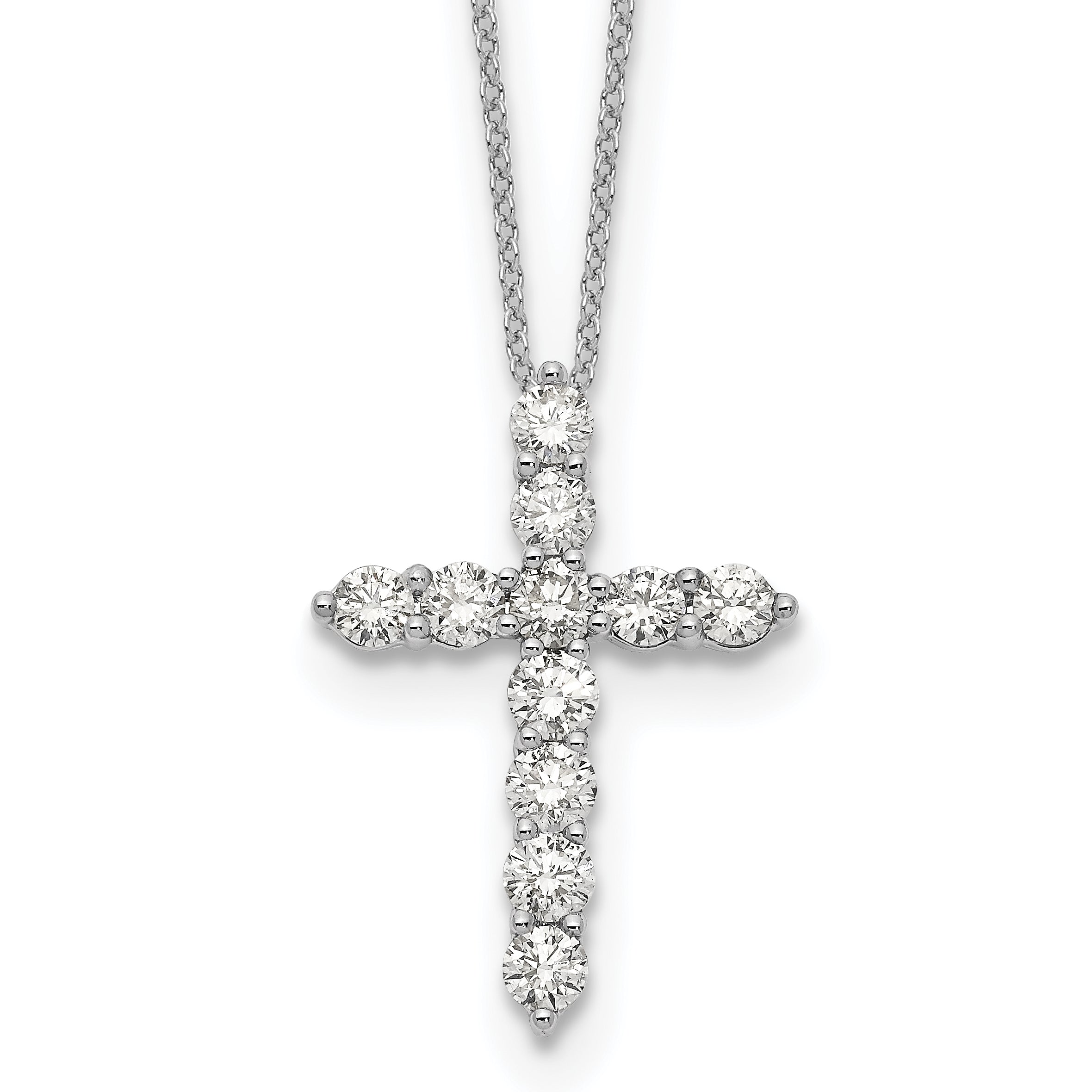 14k White Gold 1/4 carat Diamond Cross Pendant 18 inch Necklace PM1000