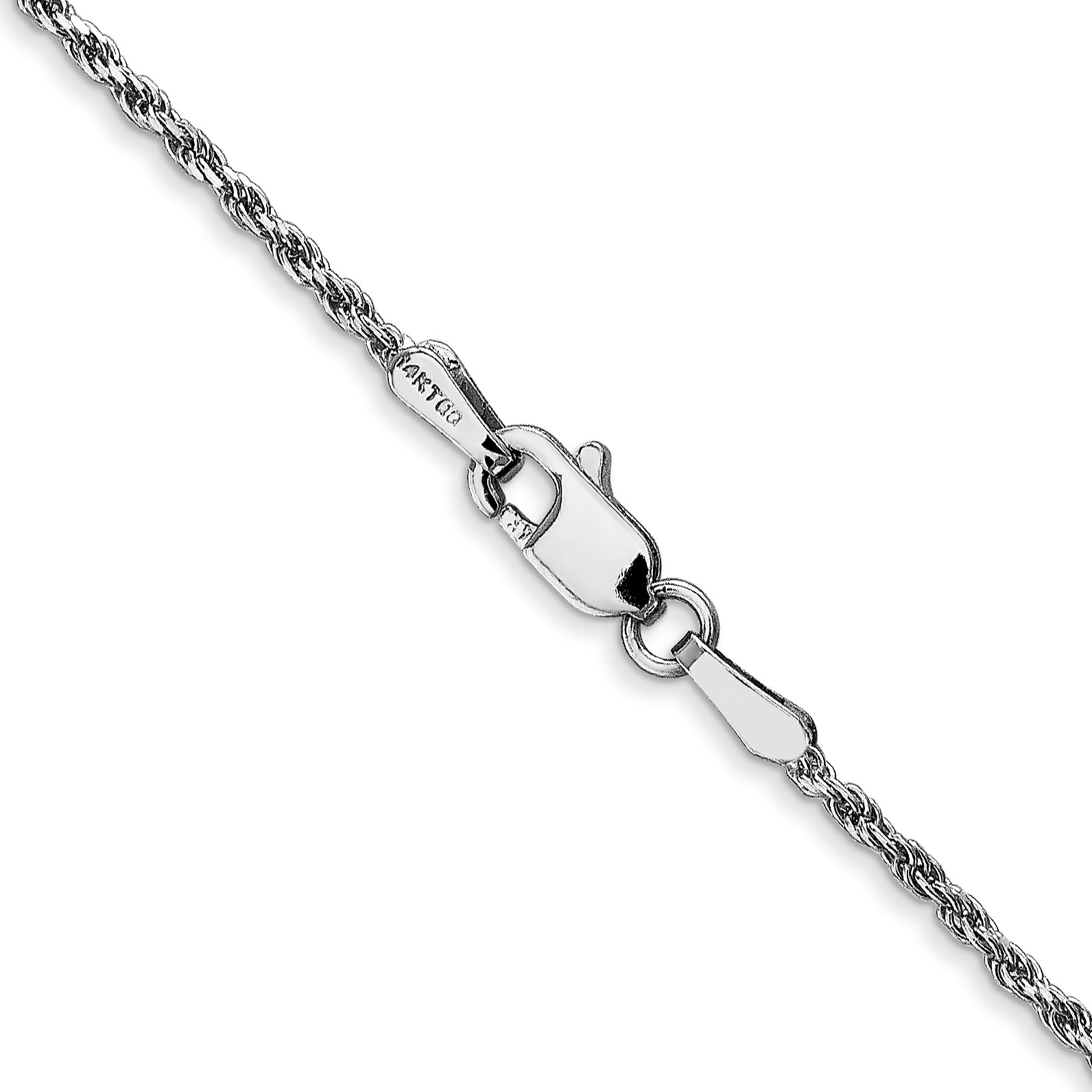 14K White Gold 14 inch 1.3mm Diamond-cut Machine Made Rope with Lobster Clasp Chain Chain W012