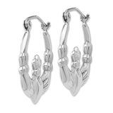 14k White Gold Claddagh Hoop Earrings TC499