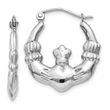 14k White Gold Claddagh Hoop Earrings TC499
