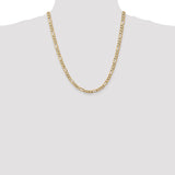 14K 26 inch 5.25mm Flat Figaro with Lobster Clasp Chain FFL140