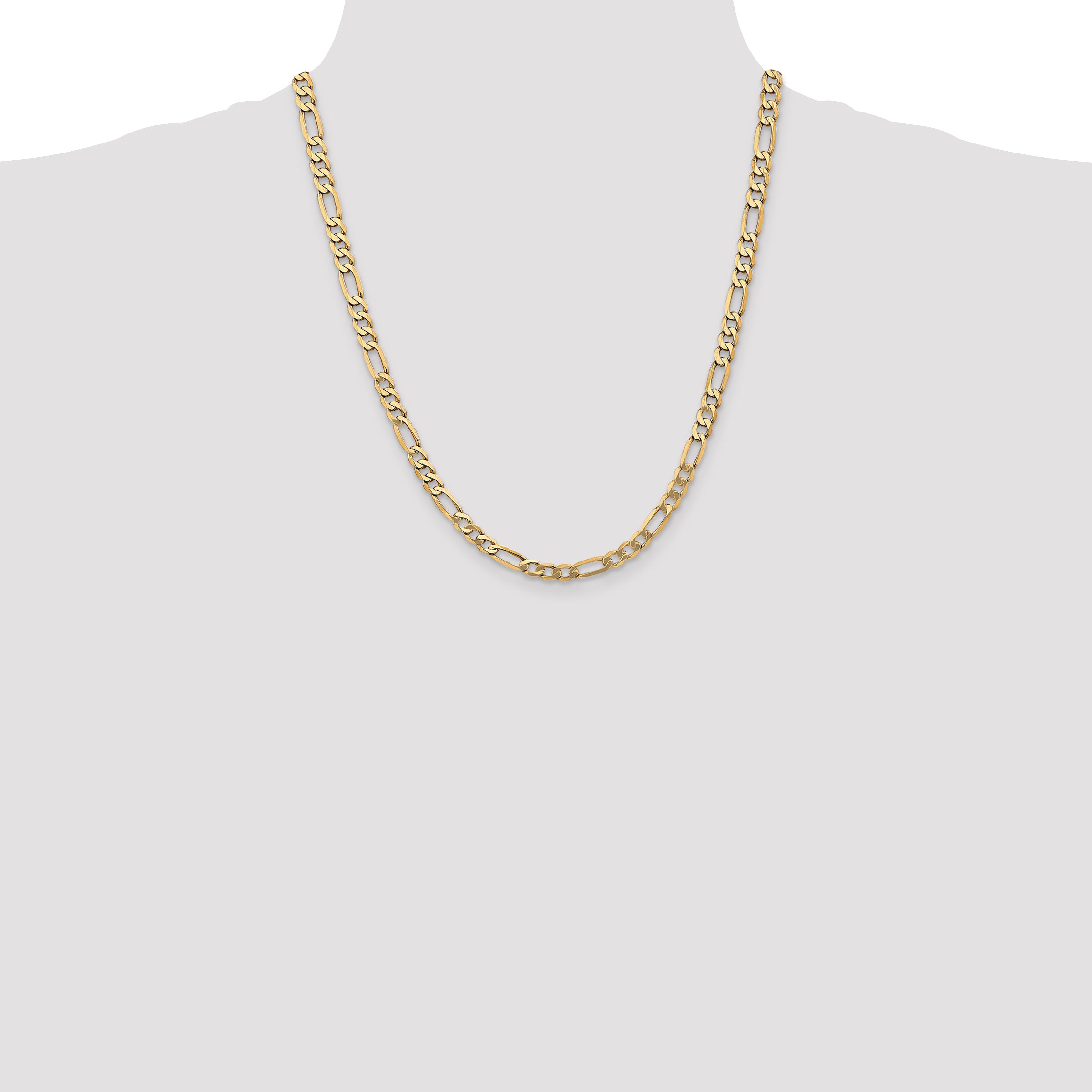 14K 26 inch 5.25mm Flat Figaro with Lobster Clasp Chain FFL140