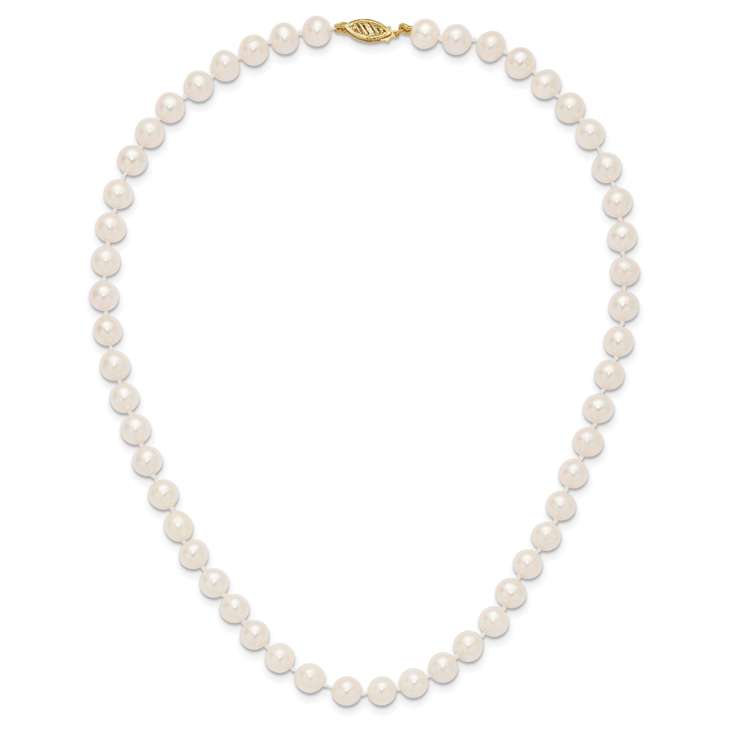 14k 7-8mm White Near-Round Freshwater Cultured Pearl 16 inch Necklace WPN070