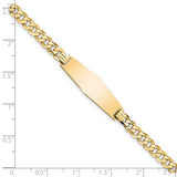 14k Polished Solid Chain/Solid Plate Flat Curb Link Soft Diamond Shape 28x9.3mm Plate 7 inch ID Bracelet LID74C