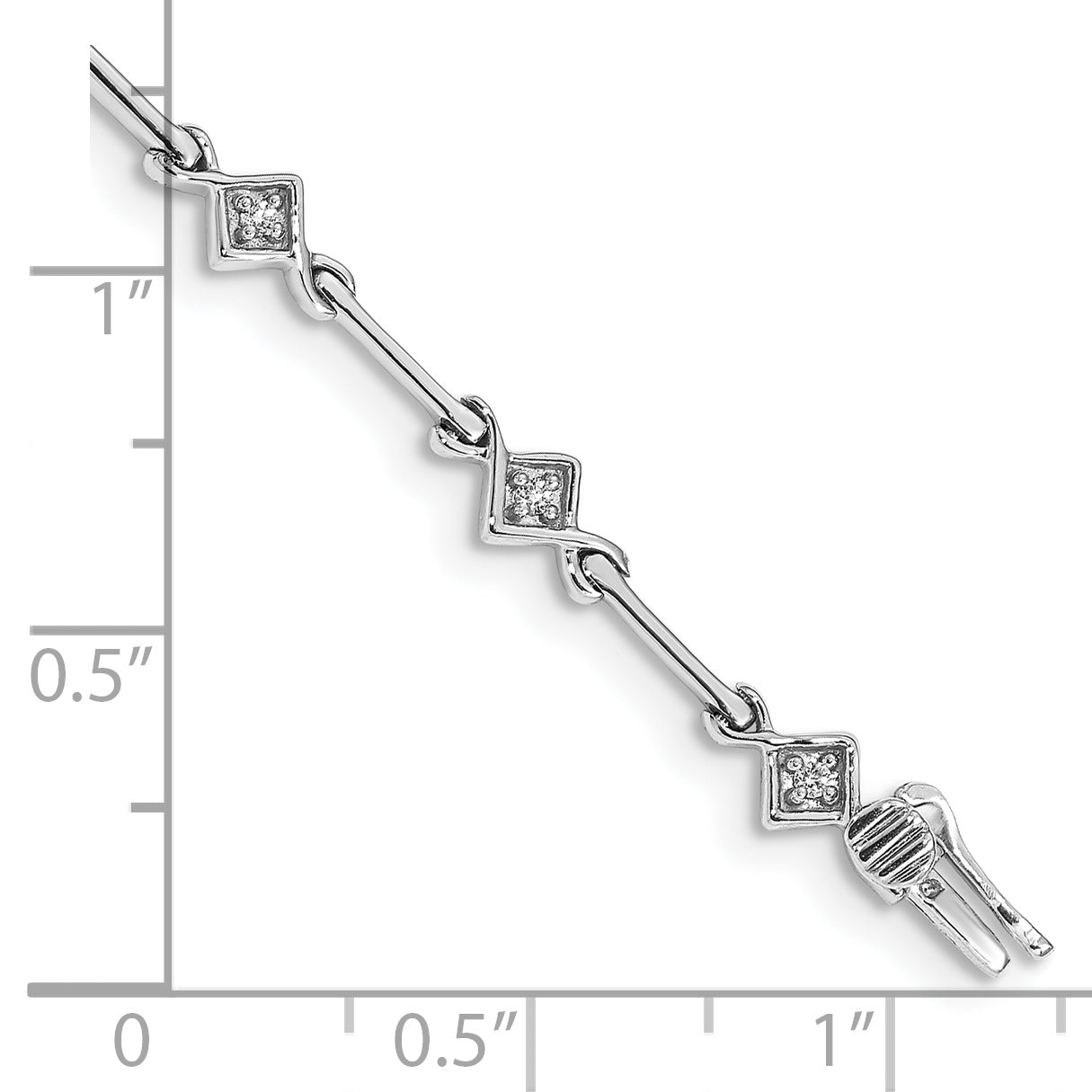 14k White Gold Complete 1/6 carat Diamond Bar Link 7.5 inch Bracelet BM4596