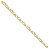 14k 7.5mm Solid Polished and Textured Triple Link 7 inch Charm Bracelet DO532