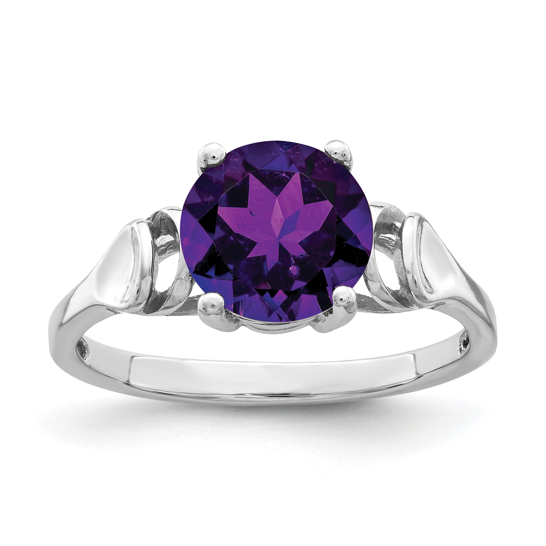 14k White Gold 8mm Amethyst Ring Y4723AM