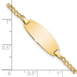 14k Polished Semi-Solid Chain/Solid Plate Curb Link Oval 18.5x8.5mm Plate 5.5 inch Baby/Child ID Bracelet DCID144