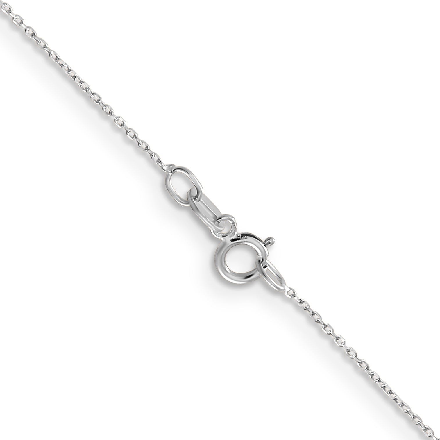 14K White Gold 14 inch .6mm Diamond-cut Round Open Link Cable with Spring Ring Clasp Chain PEN145