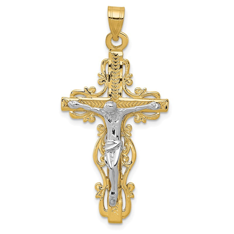 14k Two-tone Diamond-cut Crucifix Pendant C2005