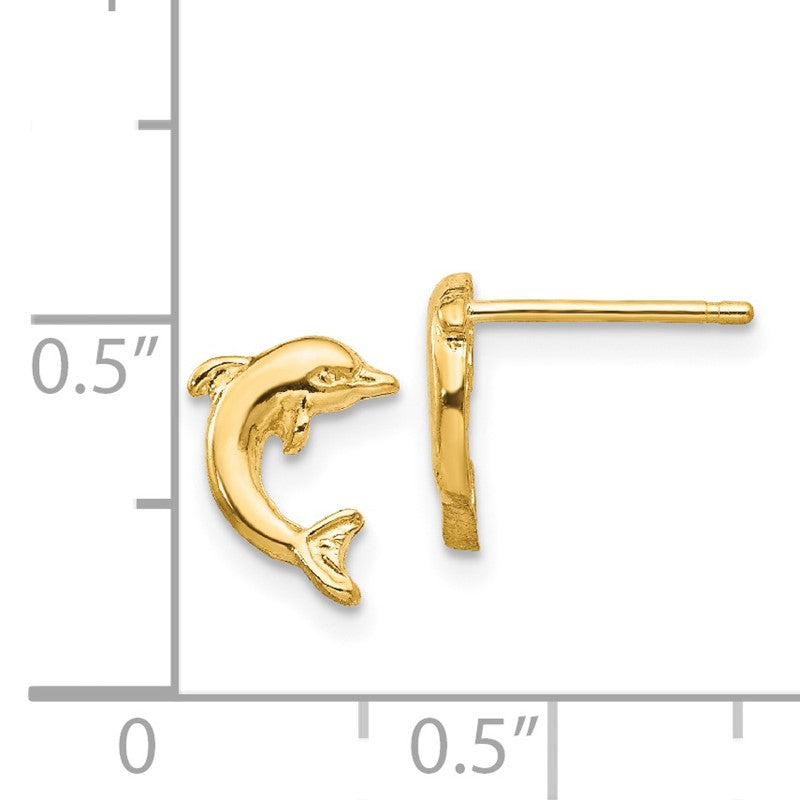 14k Mini Jumping Dolphin Post Earrings TE620