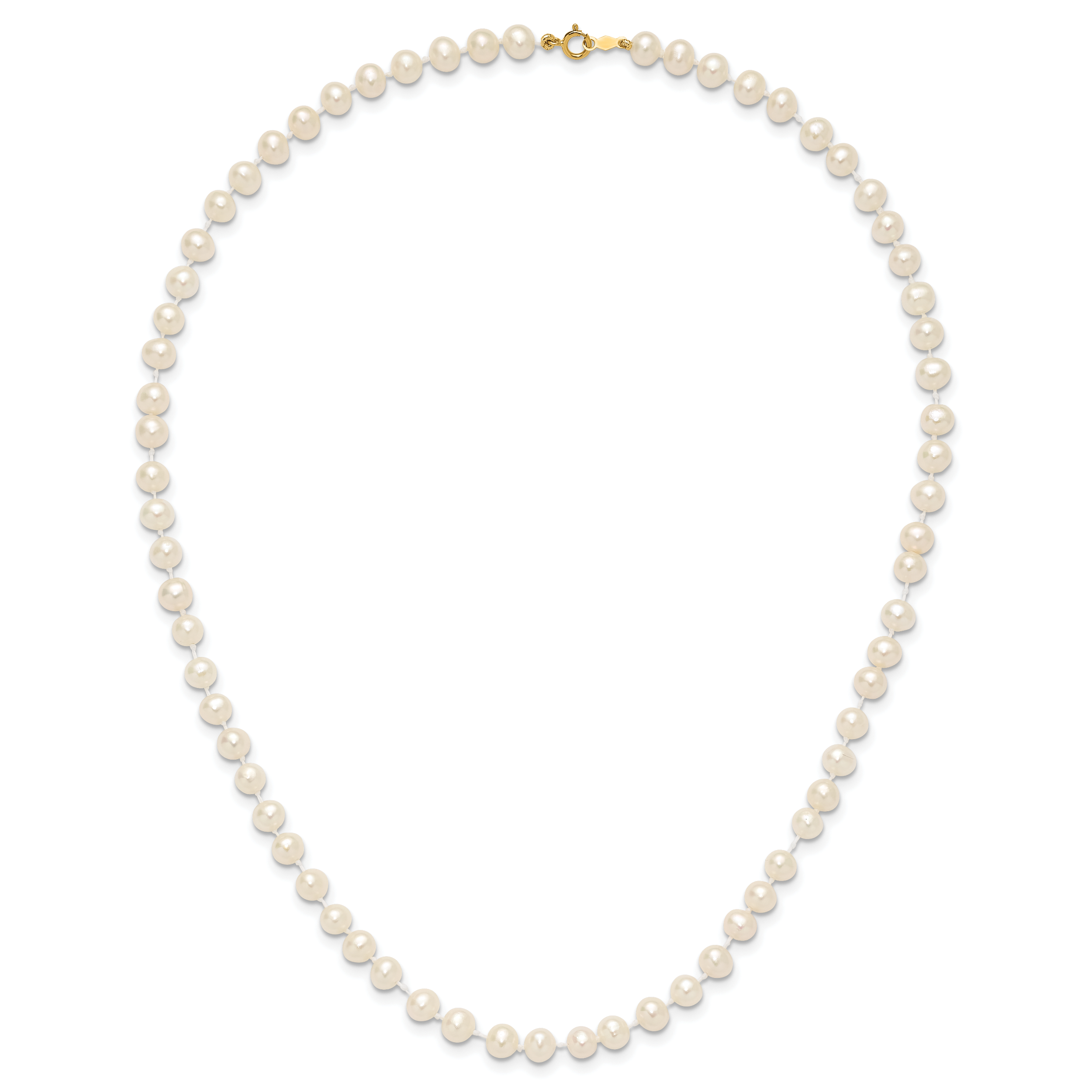 14k 5-6mm White Semi-Round Freshwater Cultured Pearl 12 inch Necklace XF452