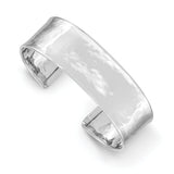 14k White Gold 19mm Hammered Polished Cuff Bangle Bracelet DB564