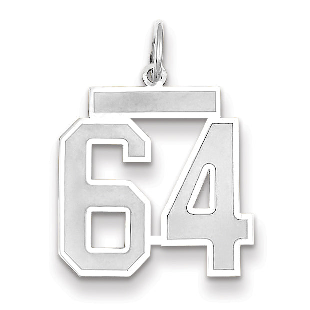 14kw Medium Satin Number 64 Charm WSM64