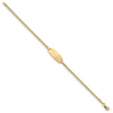14k Polished Semi-Solid Chain/Solid Plate Curb Link Oval 18.5x8.5mm Plate 5.5 inch Baby/Child ID Bracelet DCID144