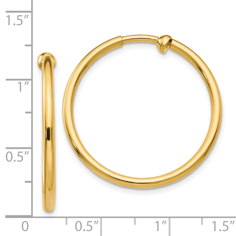 14k 2x25mm Polished Tube Hoop Non-pierced Earrings X95