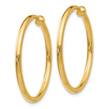 14k 2x25mm Polished Tube Hoop Non-pierced Earrings X95