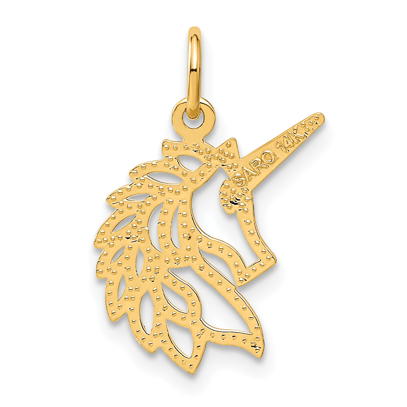 14k Diamond-cut Unicorn Head Pendant C1144