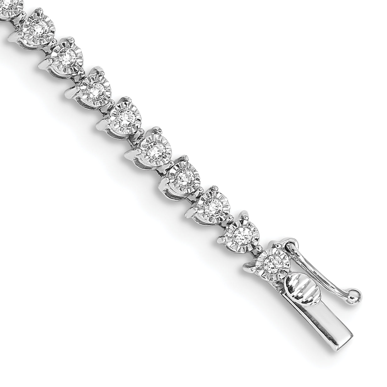 14k White Gold Complete 1 carat Diamond Illusion Setting 7 inch Tennis Bracelet BM4655