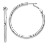 14k White Gold 3x41mm Polished Round Omega Back Tube Hoop Earrings PRE224W
