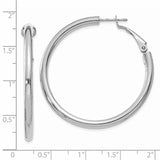 14k White Gold 3x41mm Polished Round Omega Back Tube Hoop Earrings PRE224W