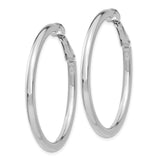 14k White Gold 3x41mm Polished Round Omega Back Tube Hoop Earrings PRE224W