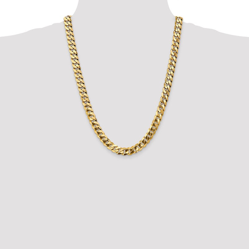 14K 26 inch 9.5mm Flat Beveled Curb with Lobster Clasp Chain FBU250