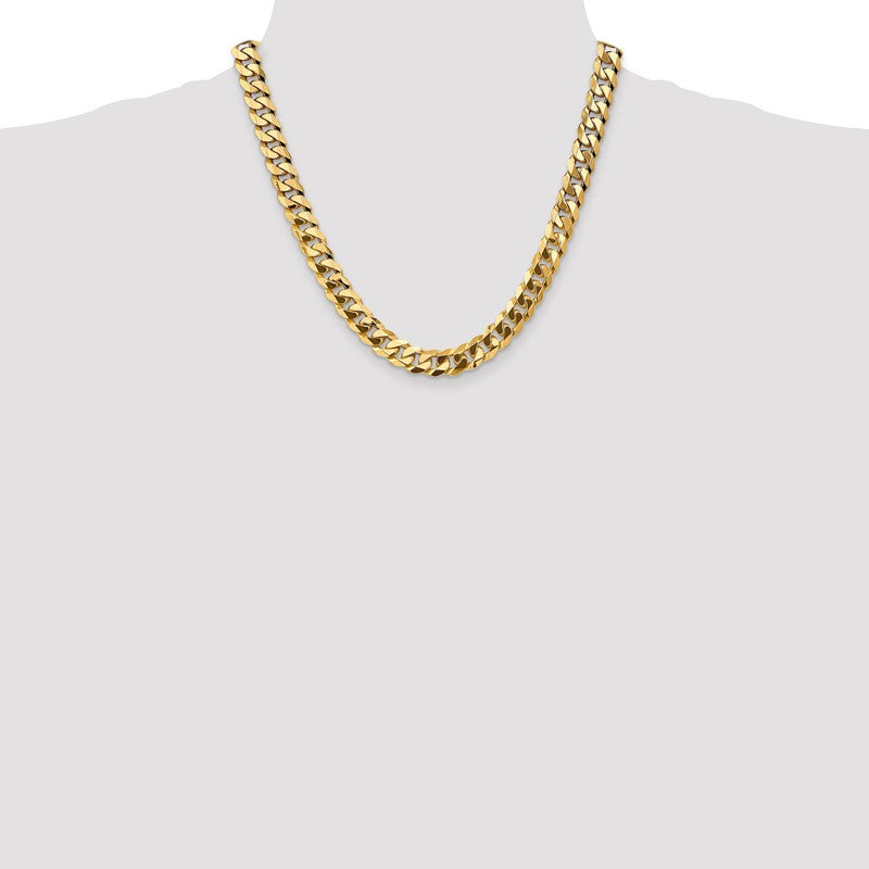 14K 26 inch 9.5mm Flat Beveled Curb with Lobster Clasp Chain FBU250