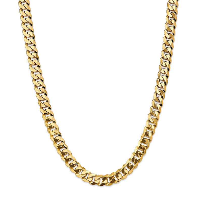 14K 26 inch 9.5mm Flat Beveled Curb with Lobster Clasp Chain FBU250