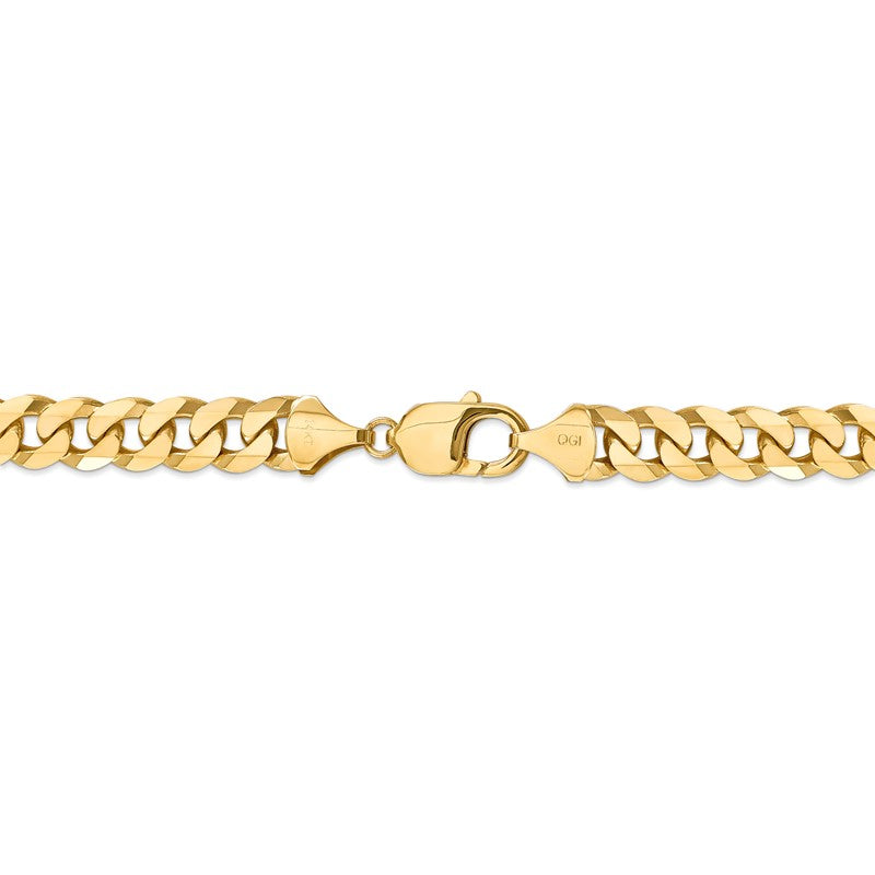 14K 26 inch 9.5mm Flat Beveled Curb with Lobster Clasp Chain FBU250