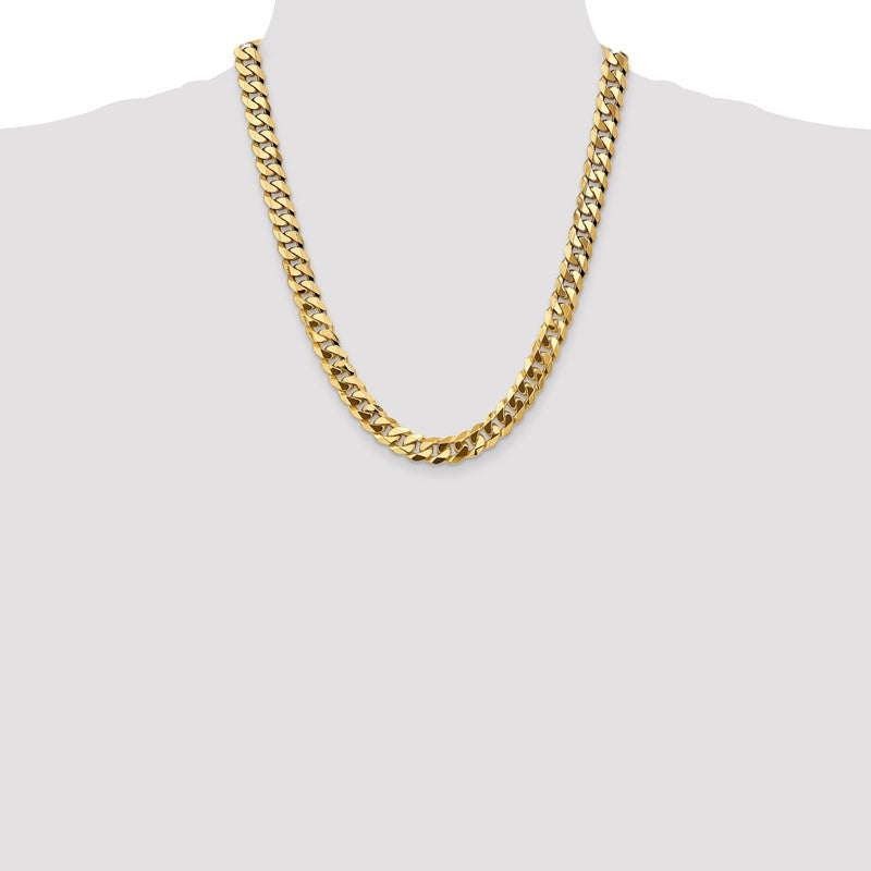 14K 26 inch 9.5mm Flat Beveled Curb with Lobster Clasp Chain FBU250