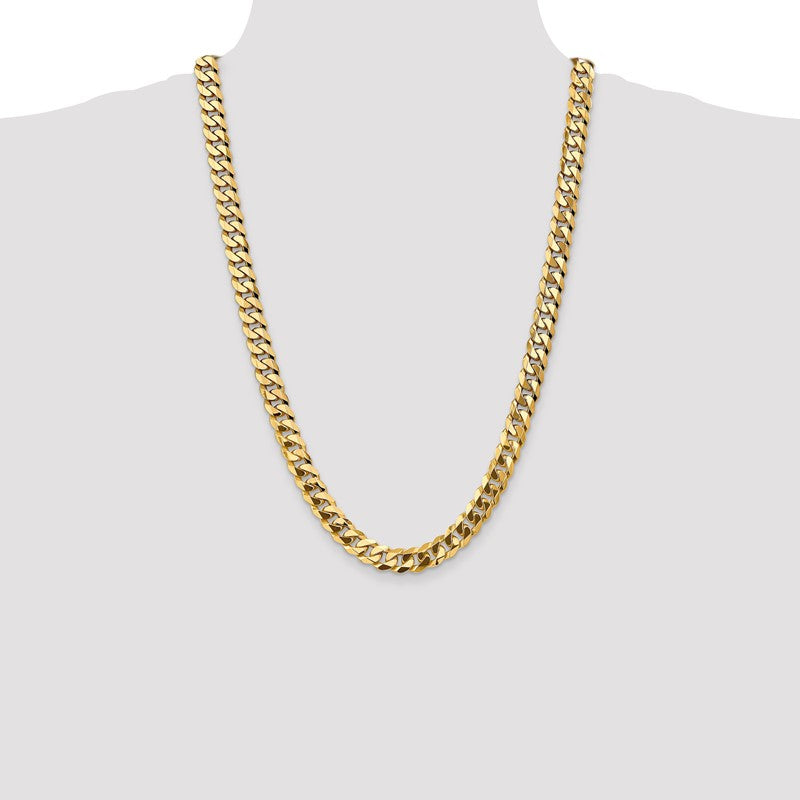 14K 26 inch 9.5mm Flat Beveled Curb with Lobster Clasp Chain FBU250