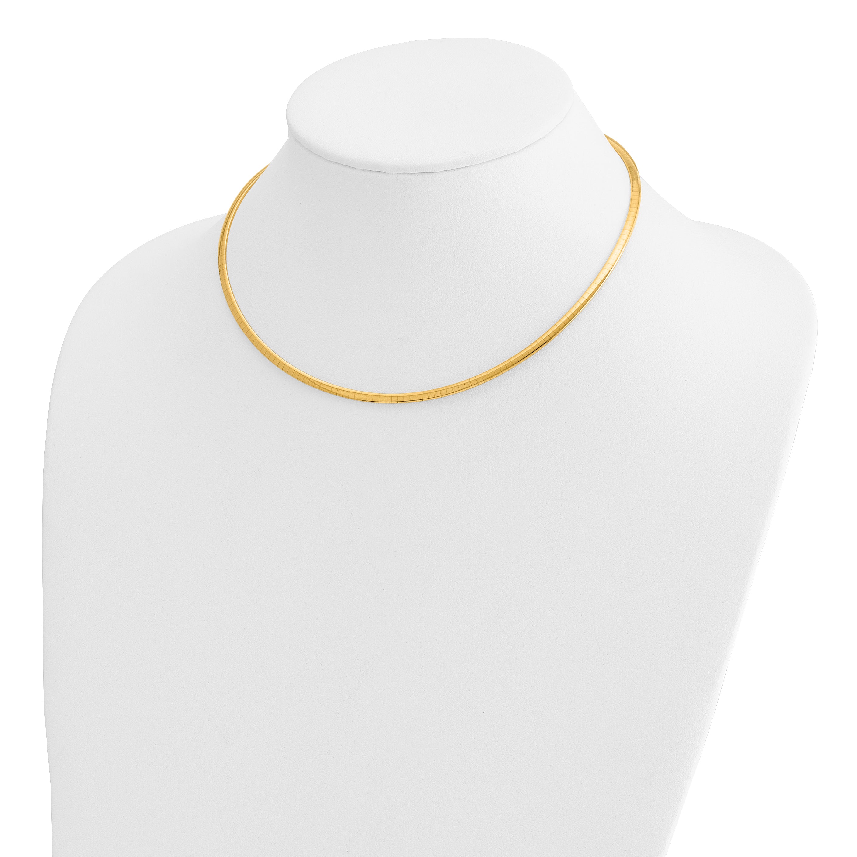 14k Polished 3mm Standard Weight 16 inch Domed Omega Necklace OD3