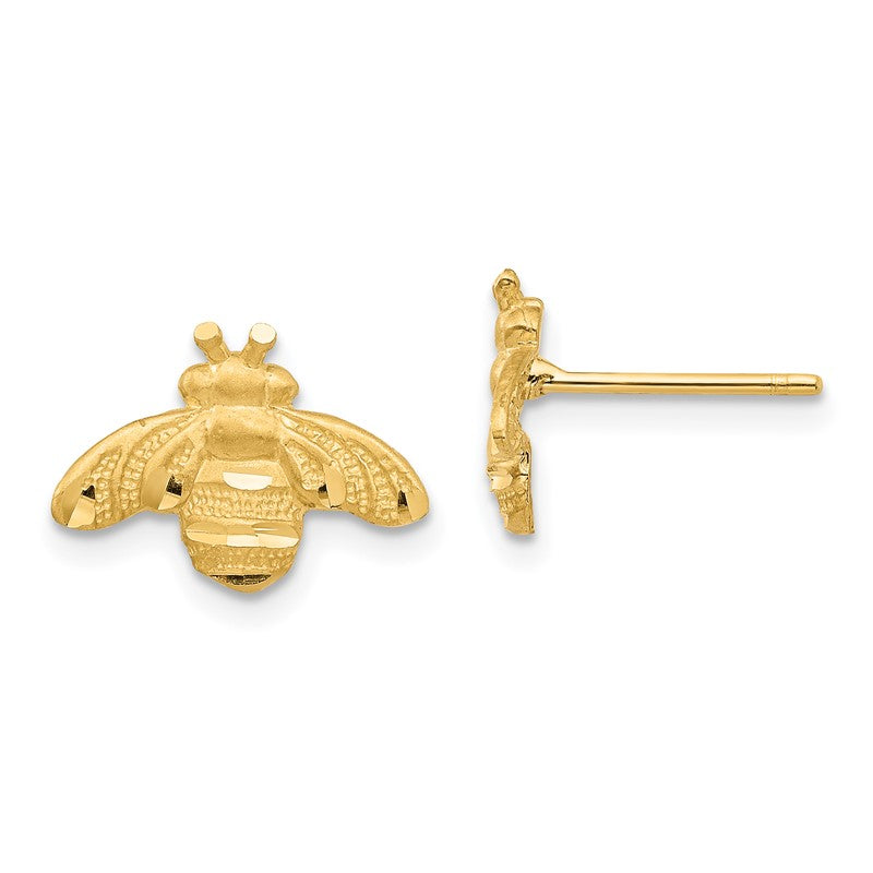 14K Diamond-cut Bee Post Earrings TF1551