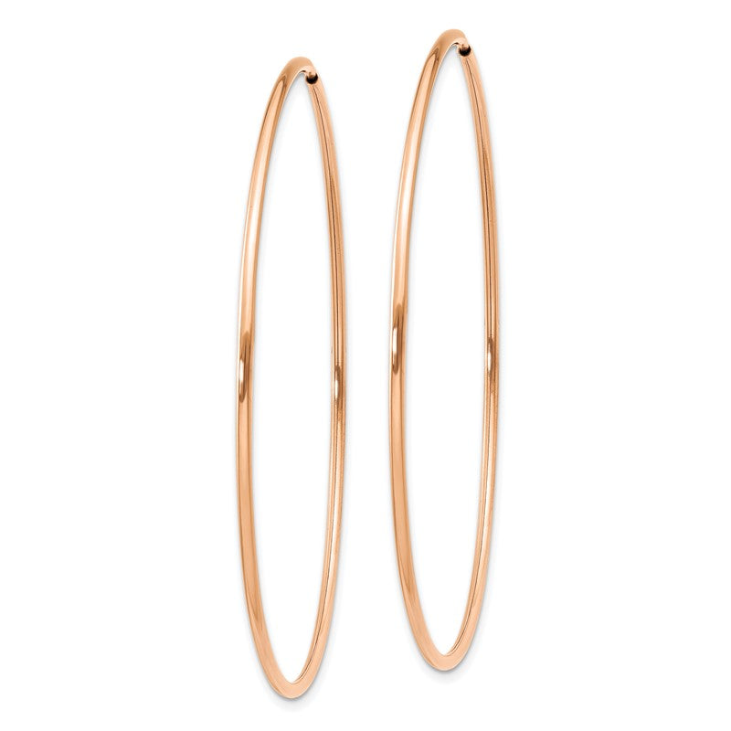 14k Rose Gold 1.2x54mm Polished Endless Tube Hoop Earrings XY1242