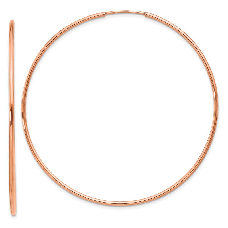 14k Rose Gold 1.2x54mm Polished Endless Tube Hoop Earrings XY1242