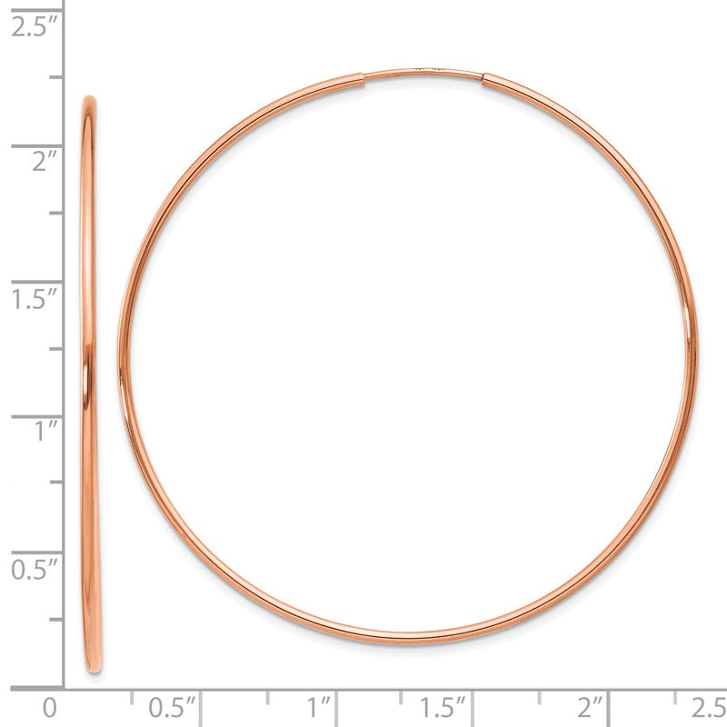 14k Rose Gold 1.2x54mm Polished Endless Tube Hoop Earrings XY1242