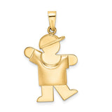 14k The Kids Puffed Boy with Hat on Left Engravable Kiss Charm XK565