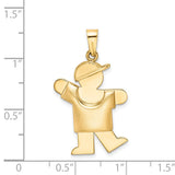 14k The Kids Puffed Boy with Hat on Left Engravable Kiss Charm XK565