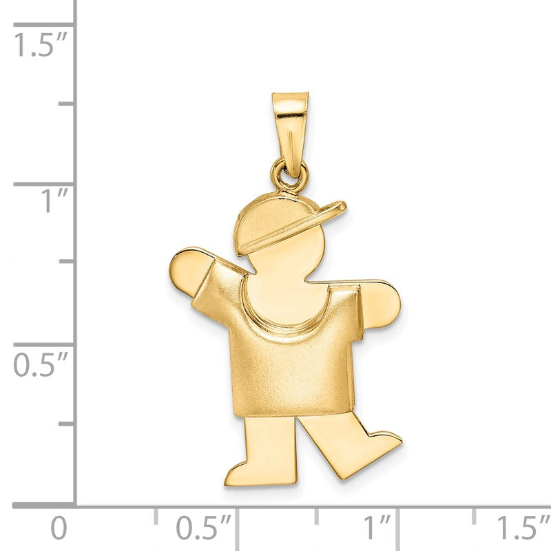 14k The Kids Puffed Boy with Hat on Left Engravable Kiss Charm XK565