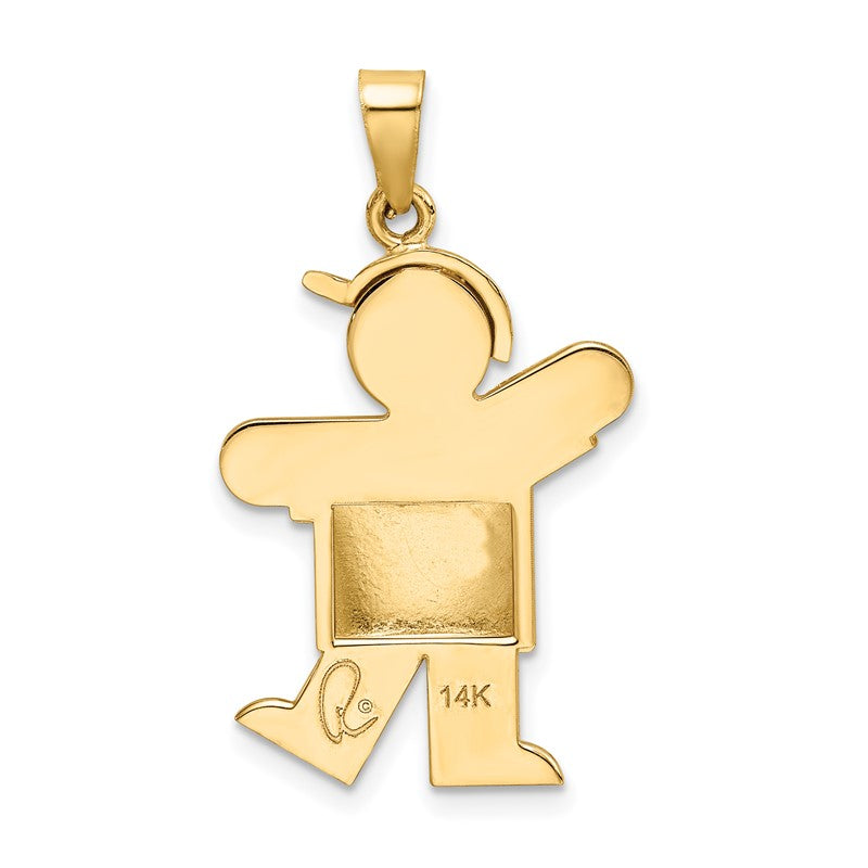 14k The Kids Puffed Boy with Hat on Left Engravable Kiss Charm XK565
